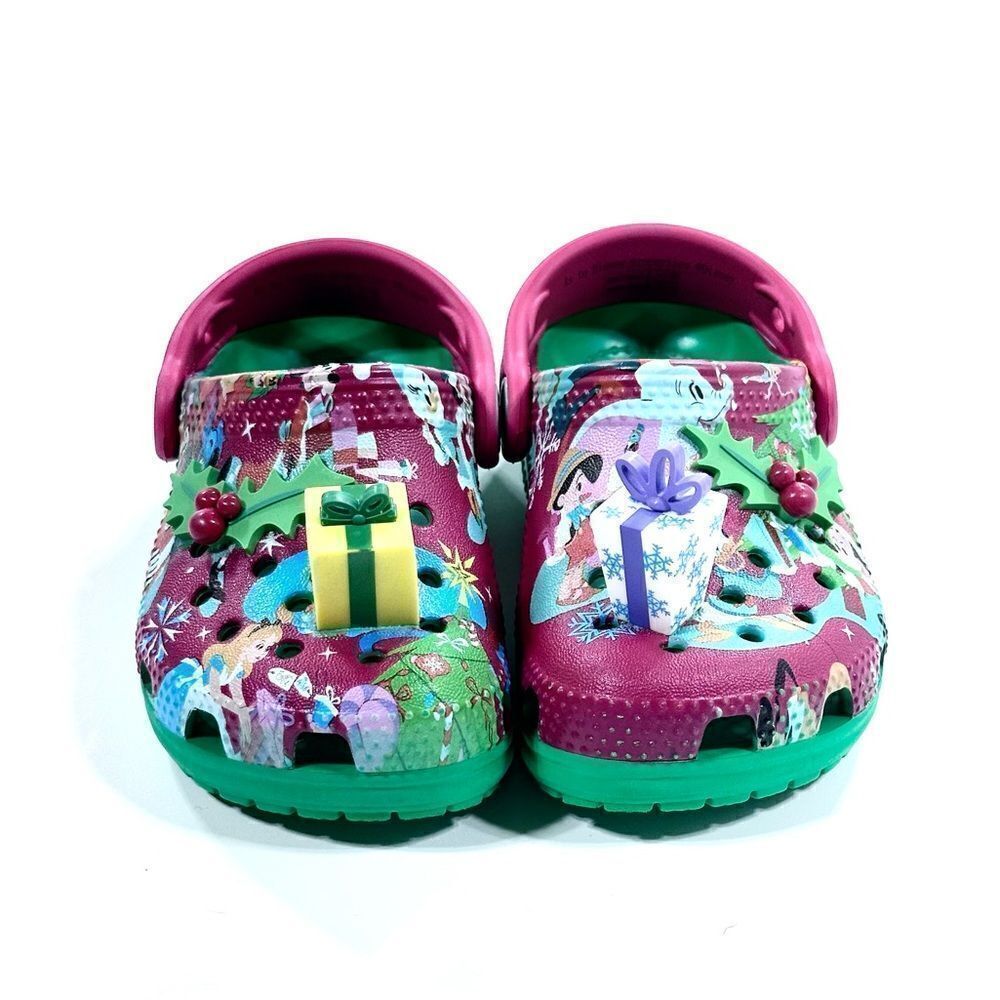 Crocs special edition Disney Parks holiday mules with attached present pegs 7